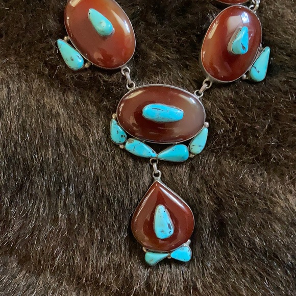 Vintage Carnelian turquoise necklace - Picture 2 of 6